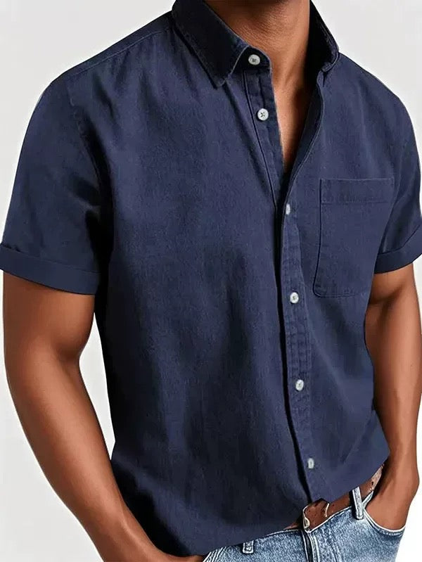 Men's Casual Short Sleeve Button-Up Shirt | with Chest Pocket