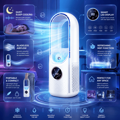 Silent Bladeless Air Cooler for Restful Nights