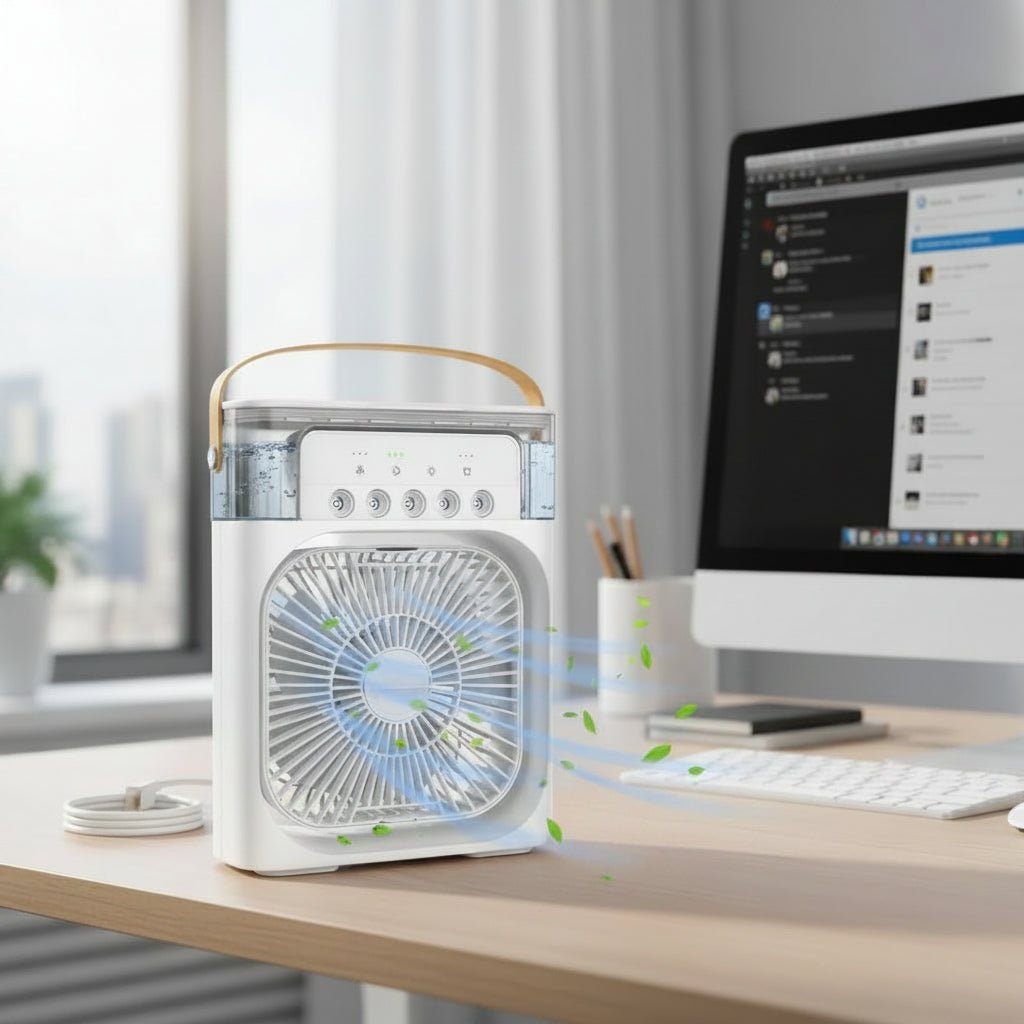 Compact Mini Air Cooler with 3 Speeds and Spray Function