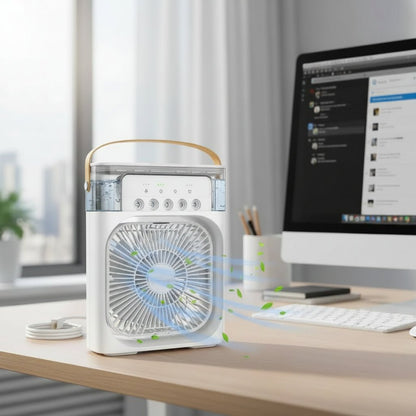 Compact Mini Air Cooler with 3 Speeds and Spray Function