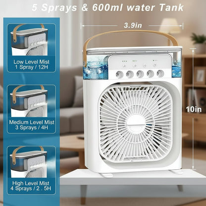 Compact Mini Air Cooler with 3 Speeds and Spray Function