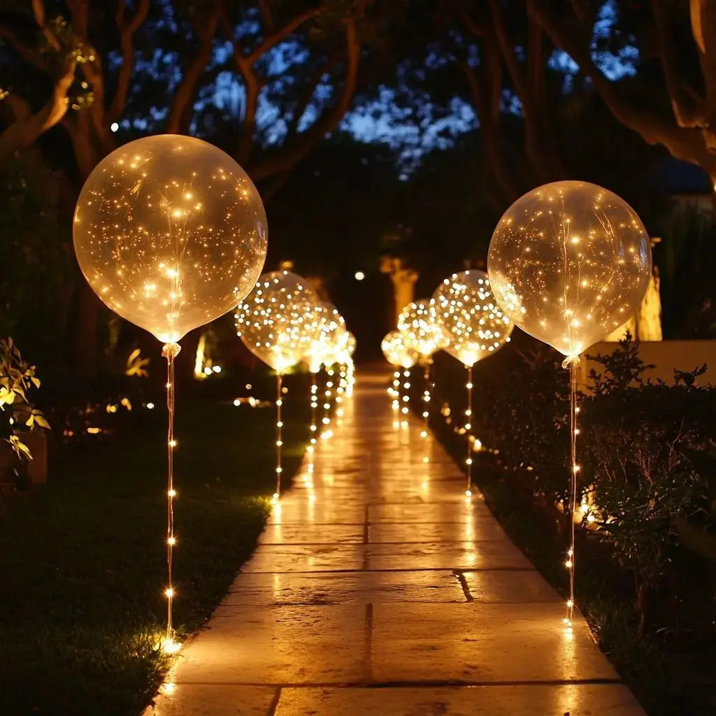 Set of 10 Warm White LED Balloons for Parties and Weddings
