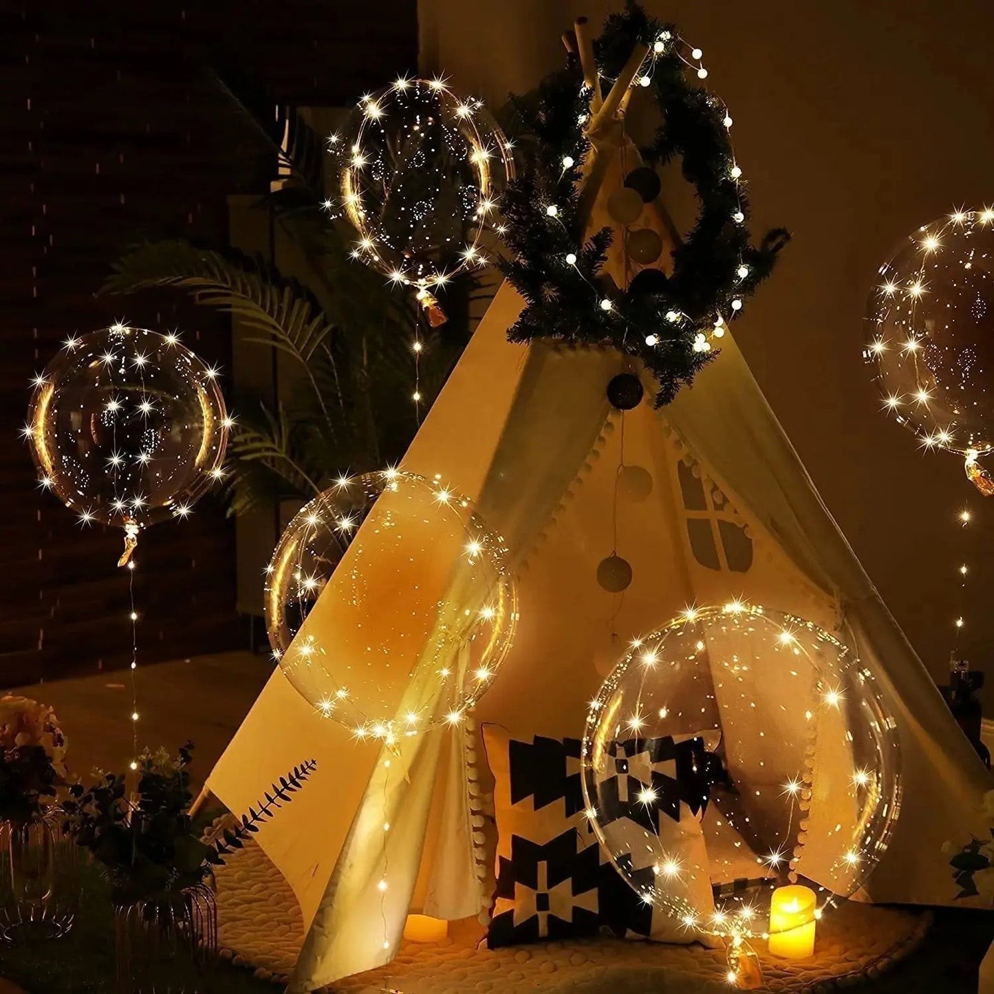 Set of 10 Warm White LED Balloons for Parties and Weddings