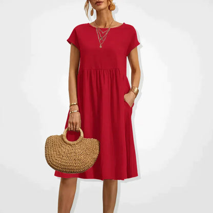 Women's Short Sleeve Midi Summer Dress | with Pockets