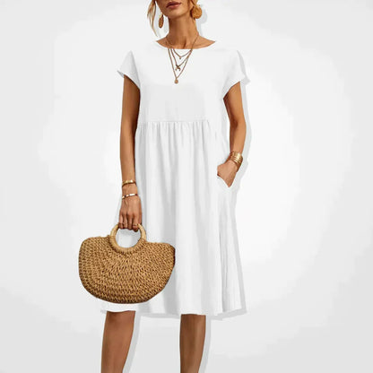 Women's Short Sleeve Midi Summer Dress | with Pockets