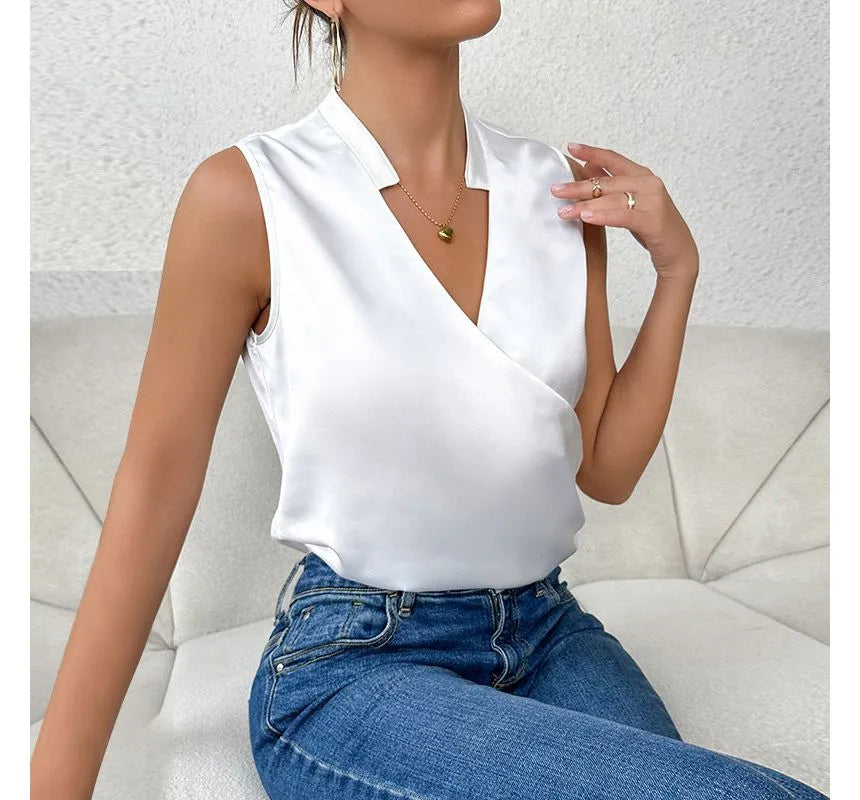 Women's Wrap V-Neck Top | Sleeveless