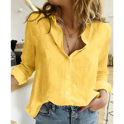 Women's V-Neck Button-Down Shirt | Long Sleeve