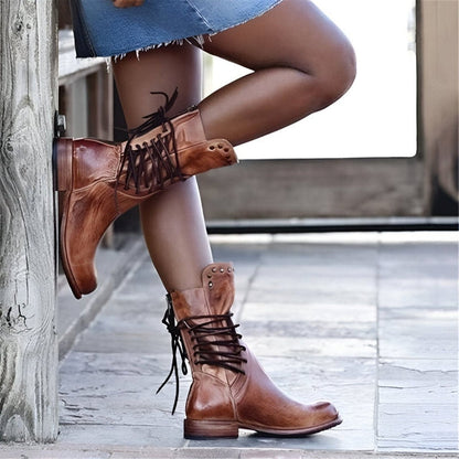 Women's Studded Lace-Up Boots | Low Heel