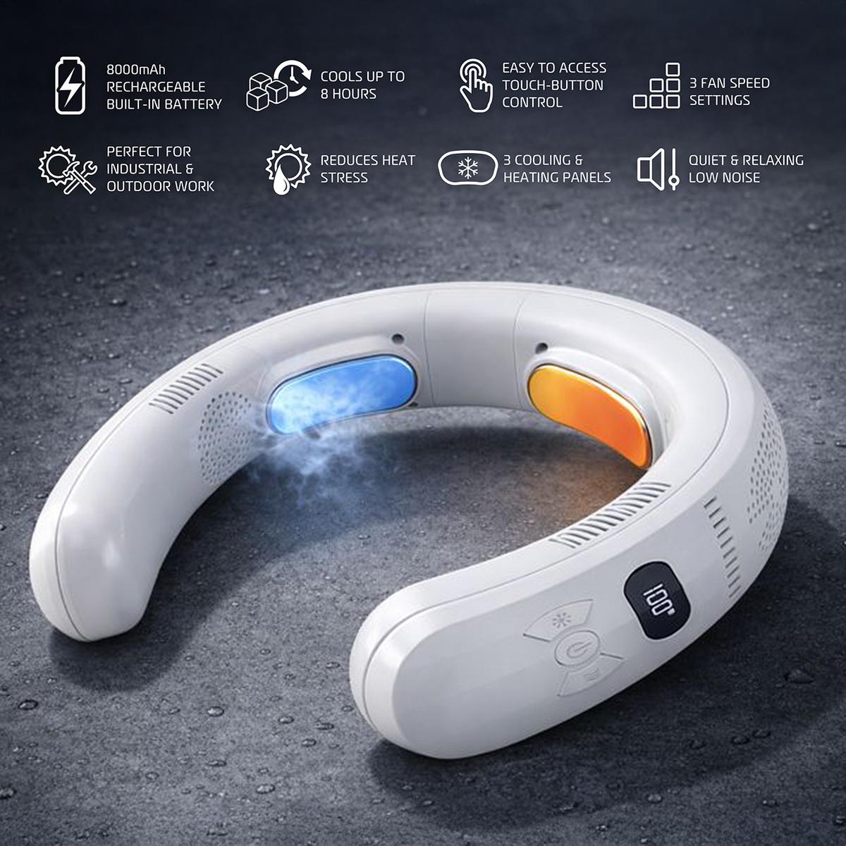 3 Zone Neck Cooler and Heater, All-Weather Wearable Neck Fan