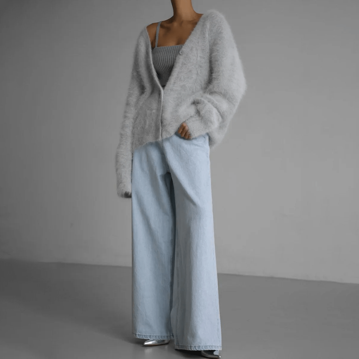 Women's Knit V-Neck Cardigan | Oversize