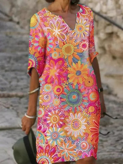 Women’s V-Neck Floral Print Summer Dress | Mini
