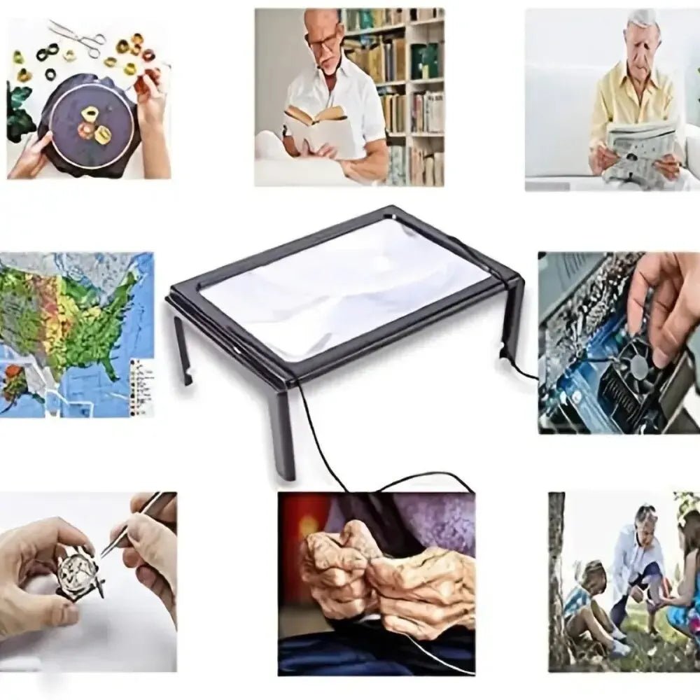 Foldable 3x Table Magnifier with LED Lighting for Hands-Free Reading