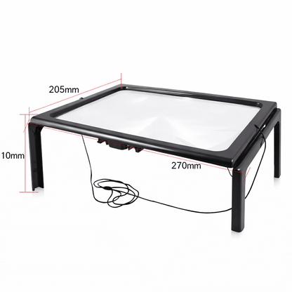 Foldable 3x Table Magnifier with LED Lighting for Hands-Free Reading