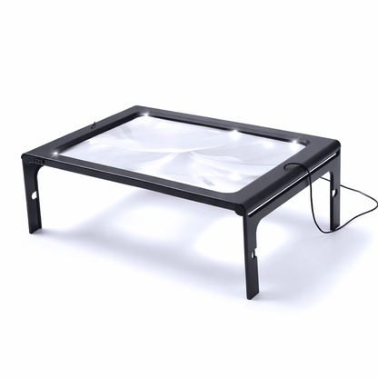 Foldable 3x Table Magnifier with LED Lighting for Hands-Free Reading