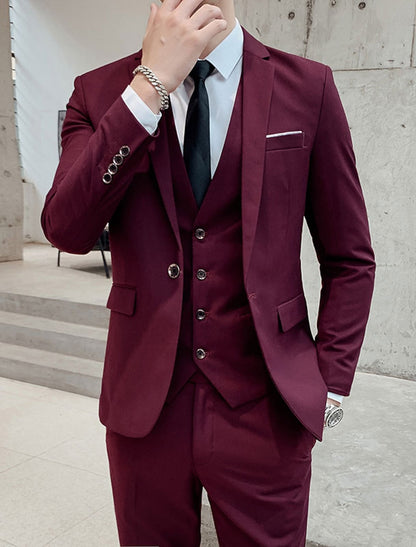 Men's Three-Piece Slim Fit Suit | Formal Blazer, Vest and Trousers
