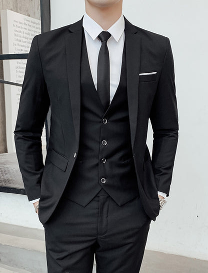 Men's Three-Piece Slim Fit Suit | Formal Blazer, Vest and Trousers