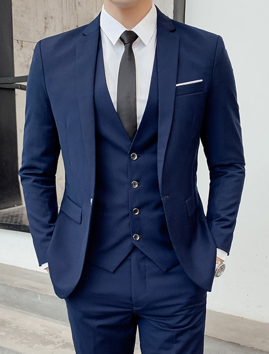 Men's Three-Piece Slim Fit Suit | Formal Blazer, Vest and Trousers