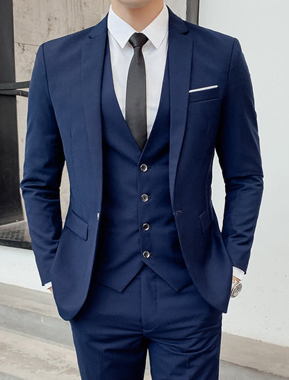 Men's Three-Piece Slim Fit Suit | Formal Blazer, Vest and Trousers