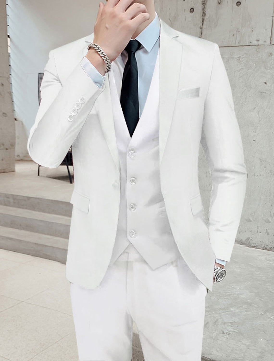 Men's Three-Piece Slim Fit Suit | Formal Blazer, Vest and Trousers