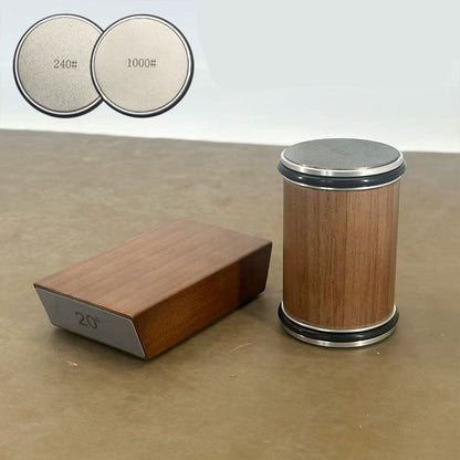 Rolling Knife Sharpener Set with Diamond Grinder and Wooden Base