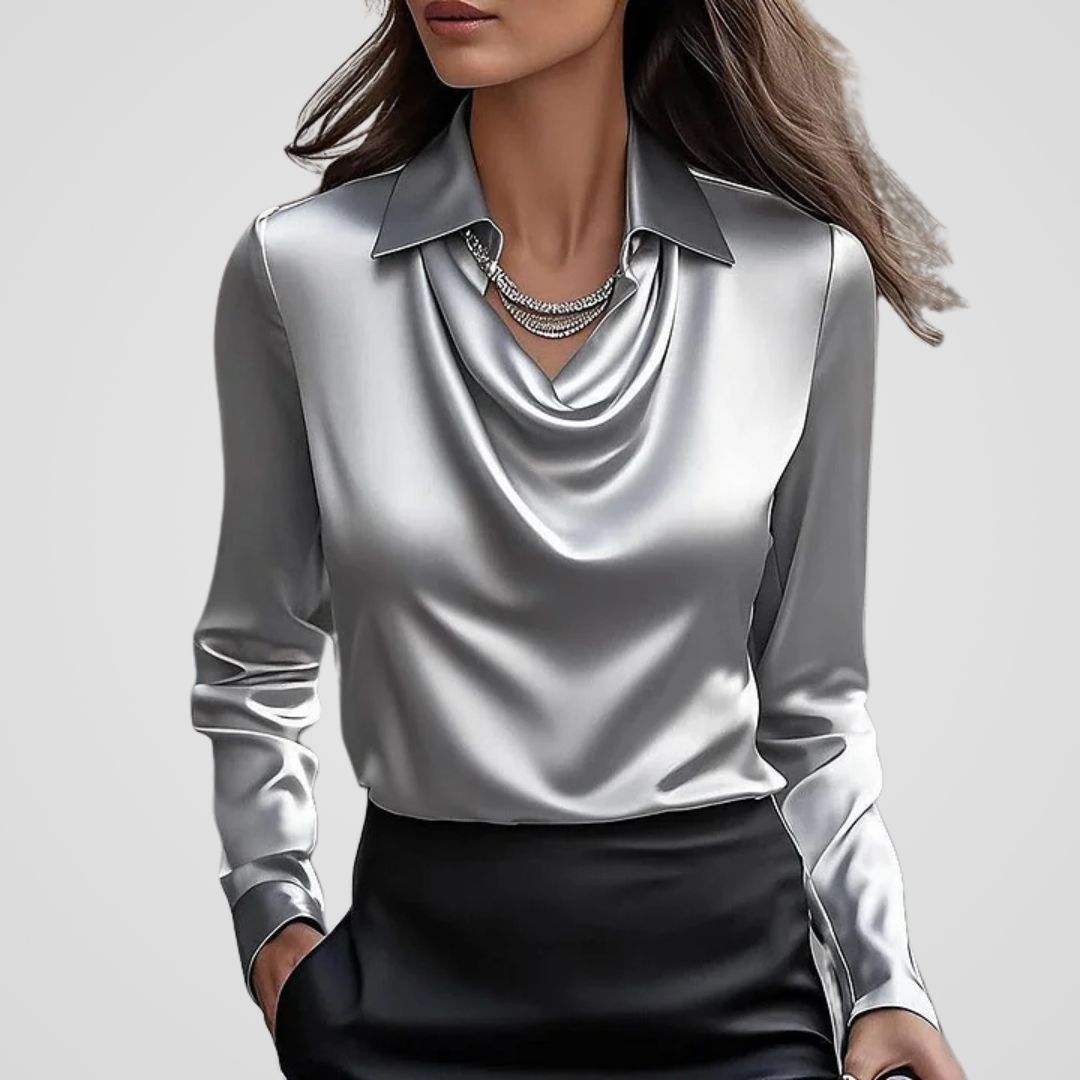 Women's Draped Neck Blouse | Satin