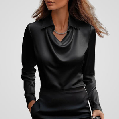Women's Draped Neck Blouse | Satin