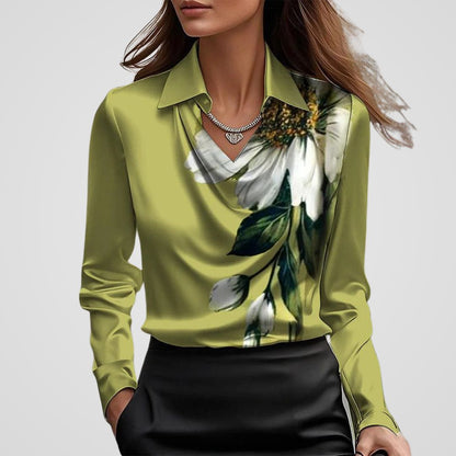 Women's Draped Neck Blouse | Satin