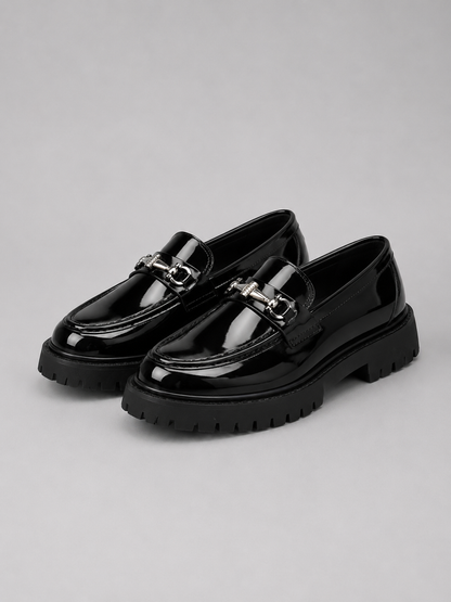 Men’s Black Business Casual Chunky Sole Loafers | Slip-On