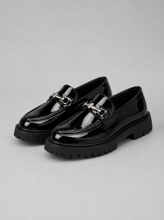 Men’s Black Business Casual Chunky Sole Loafers | Slip-On