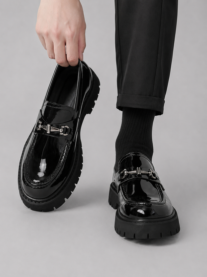Men’s Black Business Casual Chunky Sole Loafers | Slip-On