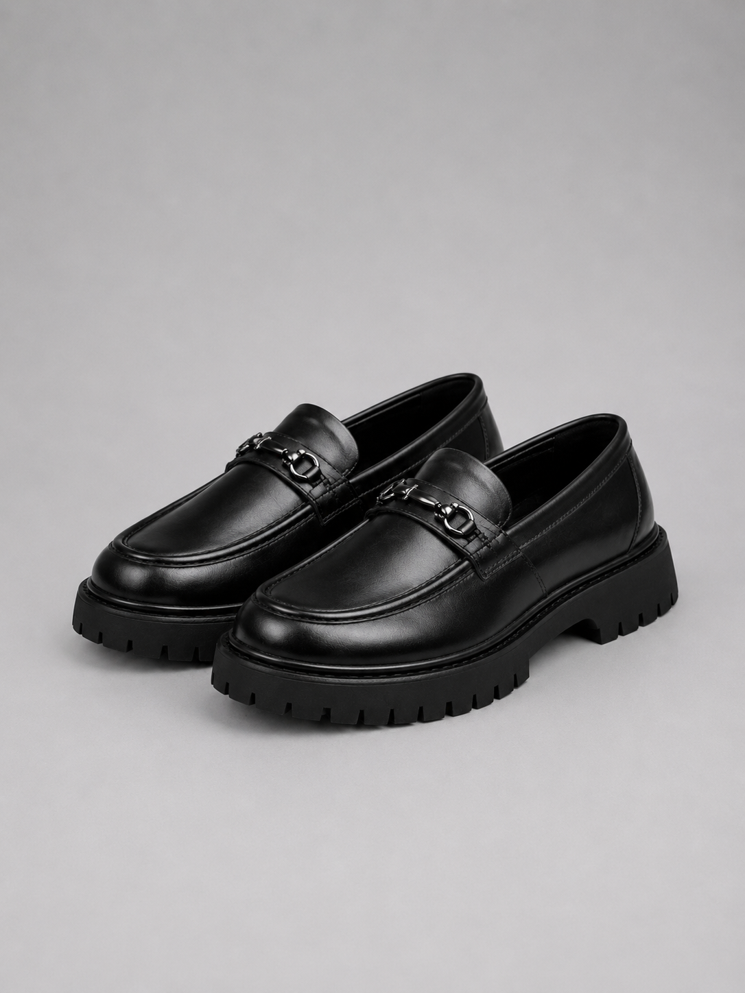 Men’s Black Business Casual Chunky Sole Loafers | Slip-On