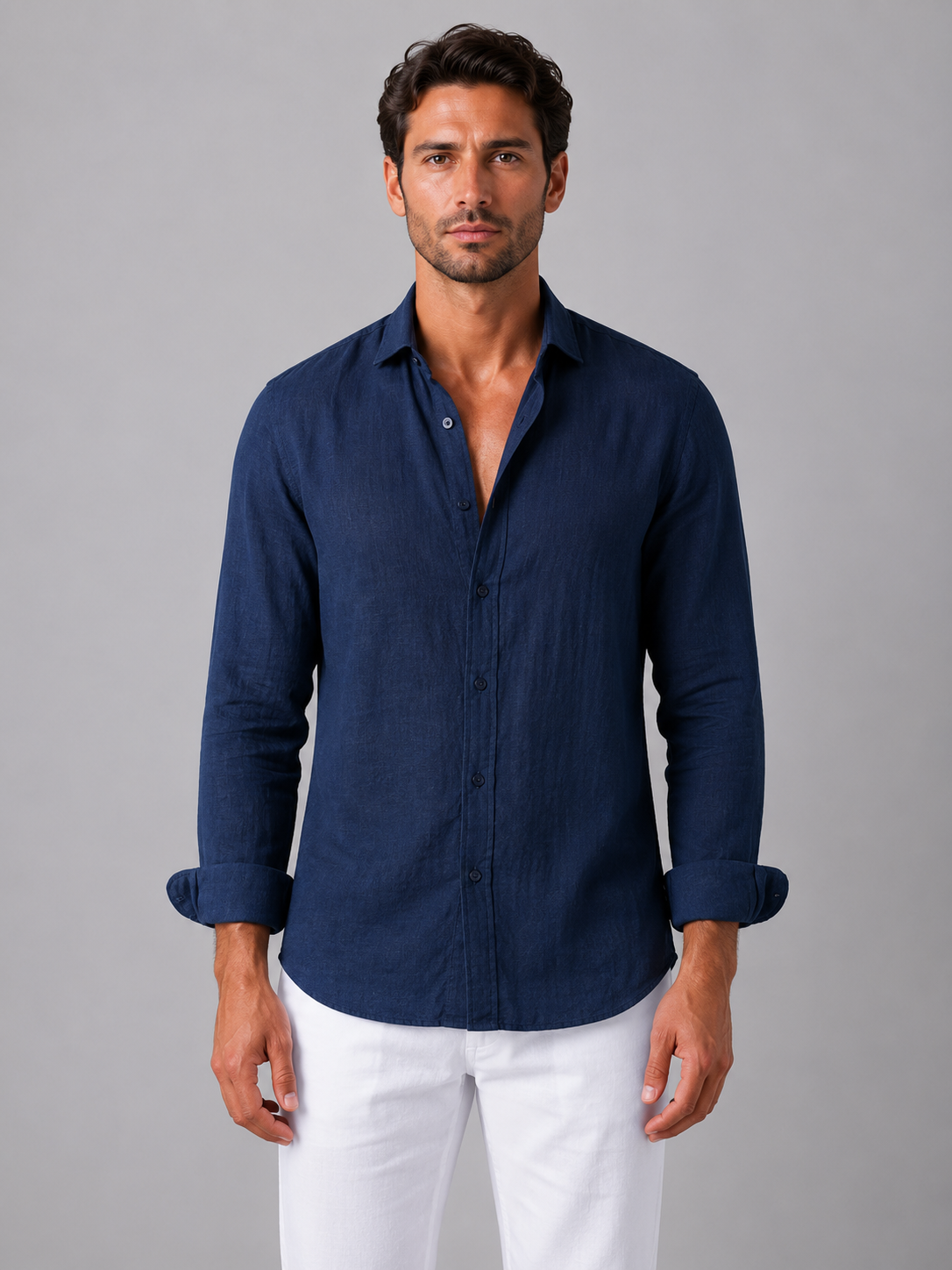 Men's Relaxed Fit Summer Button-Up Shirt | Long Sleeve