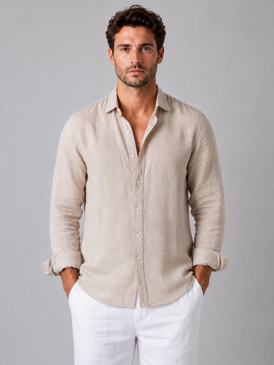 Men's Relaxed Fit Summer Button-Up Shirt | Long Sleeve
