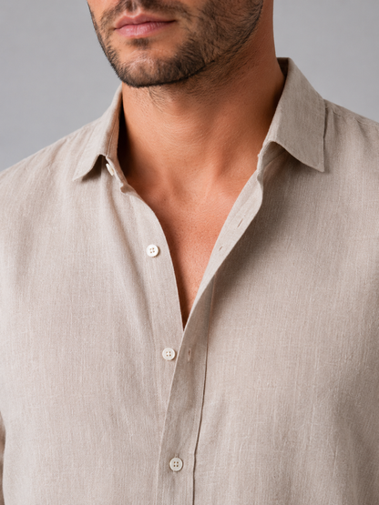 Men's Relaxed Fit Summer Button-Up Shirt | Long Sleeve