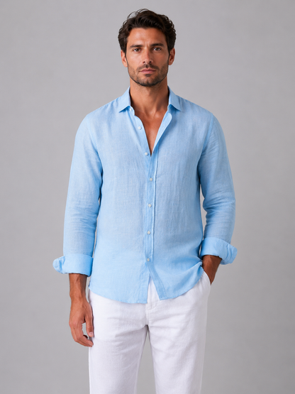 Men's Relaxed Fit Summer Button-Up Shirt | Long Sleeve