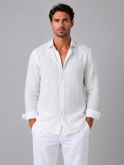 Men's Relaxed Fit Summer Button-Up Shirt | Long Sleeve