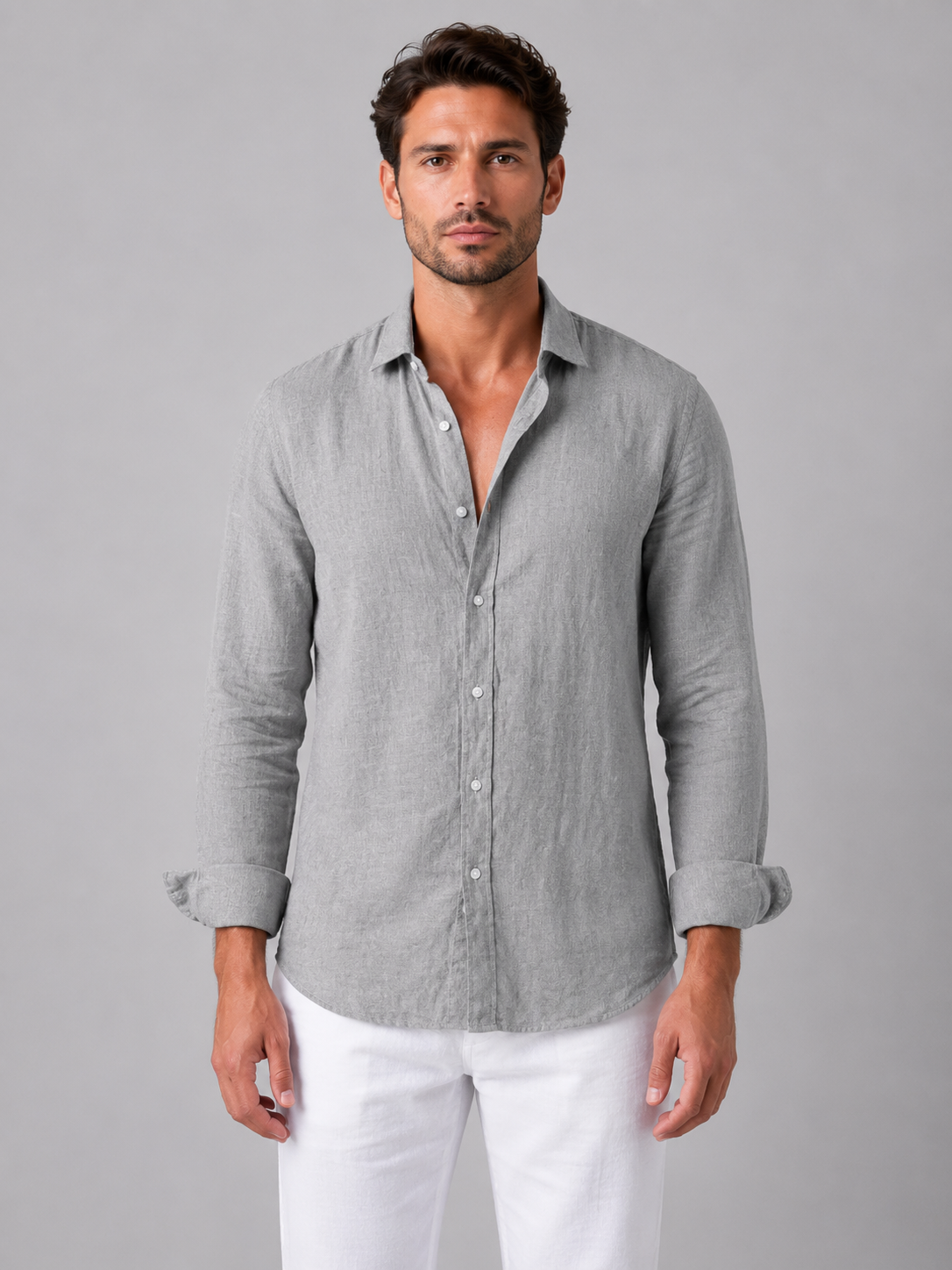 Men's Relaxed Fit Summer Button-Up Shirt | Long Sleeve