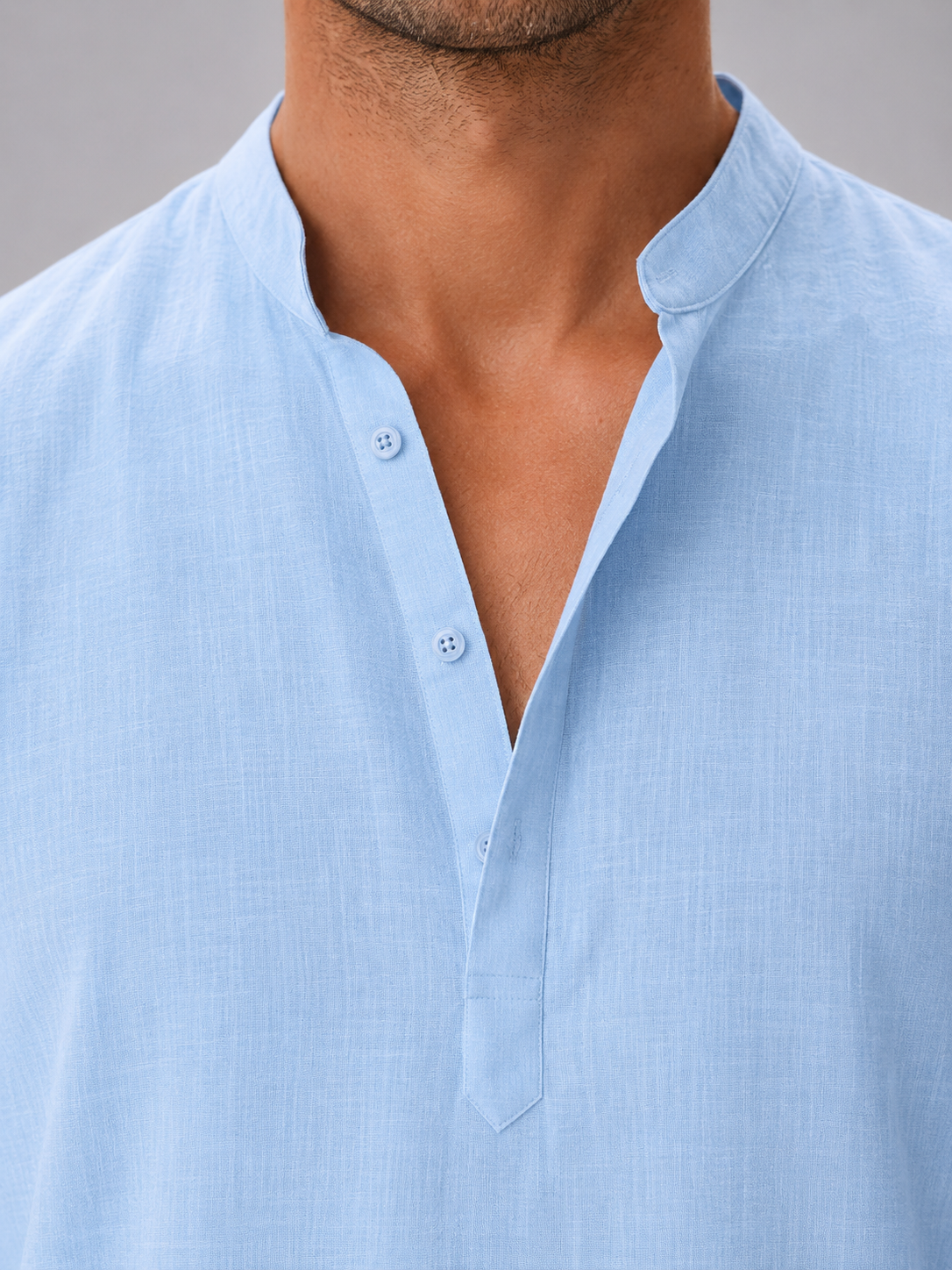 Men's Relaxed Fit Henley Shirt | with Mandarin Collar