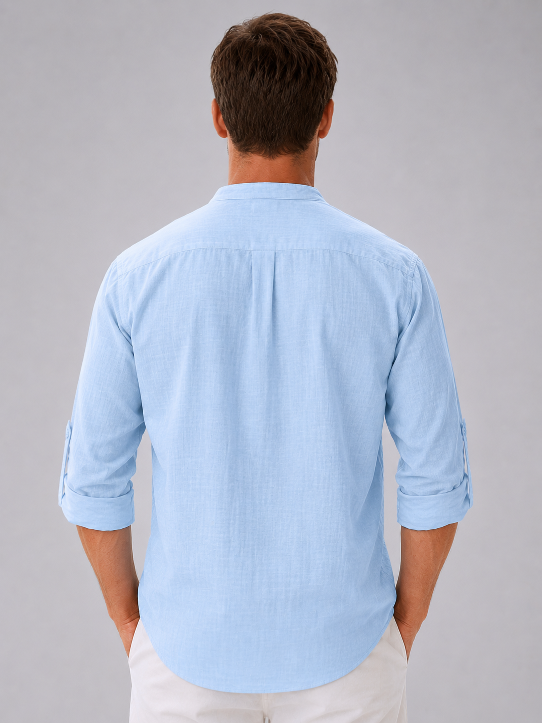 Men's Relaxed Fit Henley Shirt | with Mandarin Collar