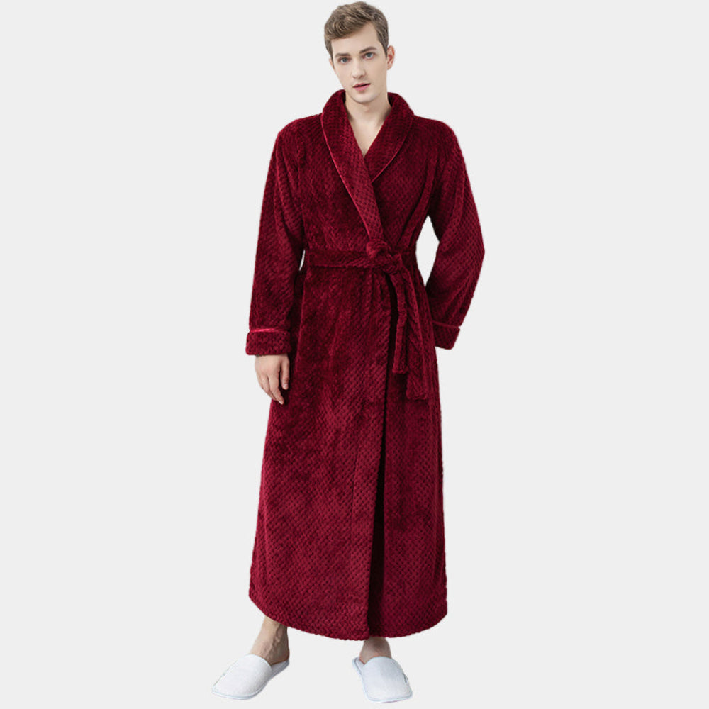 Men's Full-Length Thermal Winter Bathrobe for Relaxation