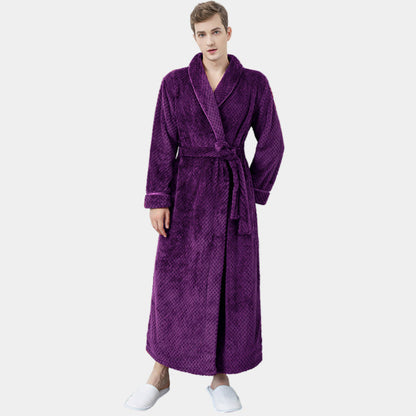 Men's Full-Length Thermal Winter Bathrobe for Relaxation
