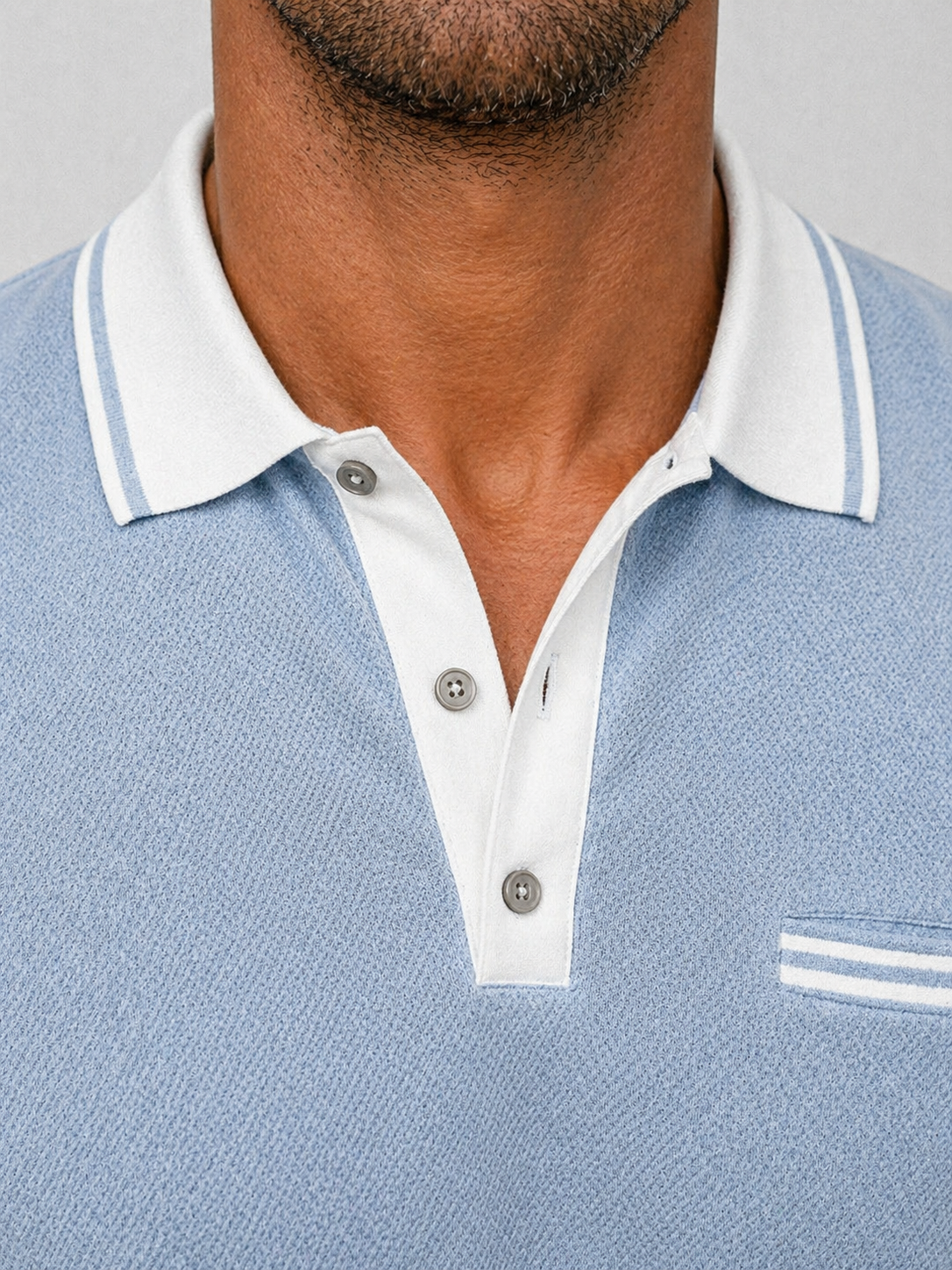 Men's Smart Casual Slim Fit Contrast Trim Polo Shirt | Long Sleeve