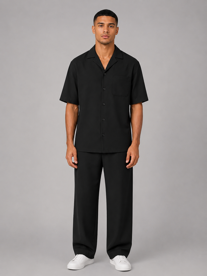 Men's 2-Piece Casual Co-ord Set | Short Sleeve Shirt and Wide-Leg Pants