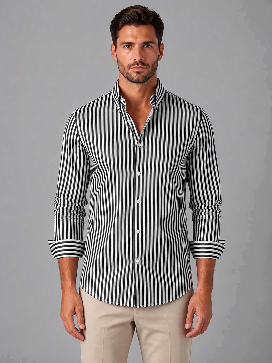 Men’s Business Casual Striped Shirt | Long Sleeve