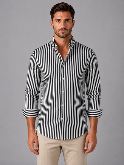 Men’s Business Casual Striped Shirt | Long Sleeve