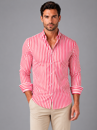 Men’s Business Casual Striped Shirt | Long Sleeve