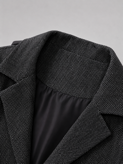 Men's Vintage Herringbone Vest | Notch Lapel Waistcoat for Weddings and Business Casual