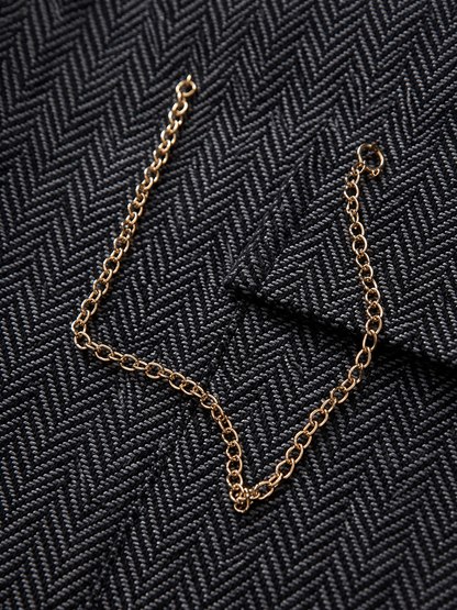 Men's Vintage Herringbone Vest | Notch Lapel Waistcoat for Weddings and Business Casual
