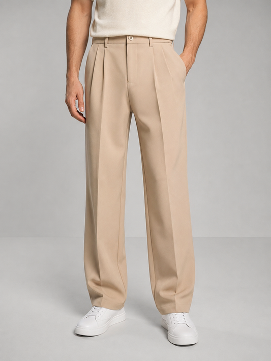 Men's Smart Casual Pleated Trousers | Relaxed Fit