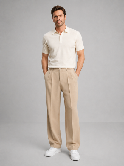 Men's Smart Casual Pleated Trousers | Relaxed Fit